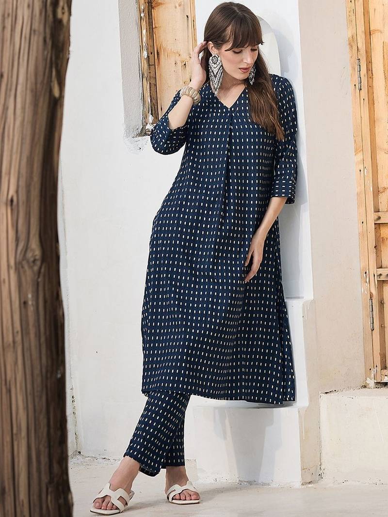 Women Printed Regular Pure Cotton Kurta with Trousers