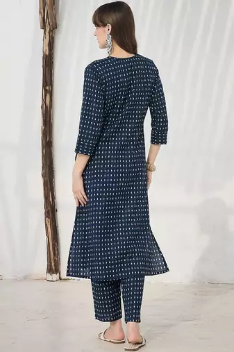 Women Printed Regular Pure Cotton Kurta with Trousers