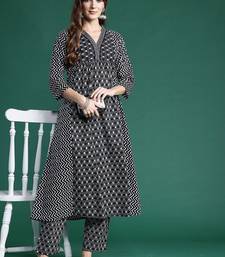 Ethnic Motifs Printed A-Line Pure Cotton Kurta with Trousers