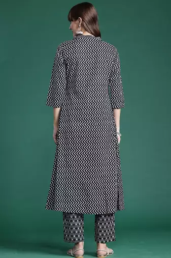 Ethnic Motifs Printed A-Line Pure Cotton Kurta with Trousers