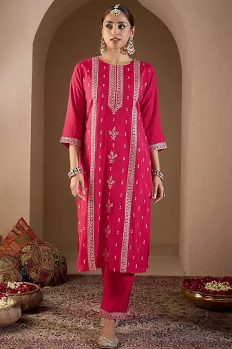 Women Ethnic Motifs Embroidered Regular Sequinned Kurta with Trousers & With Dupatta