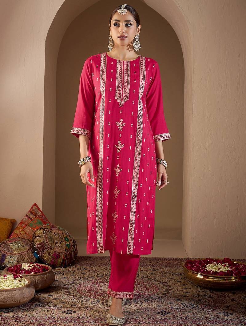 Women Ethnic Motifs Embroidered Regular Sequinned Kurta with Trousers & With Dupatta
