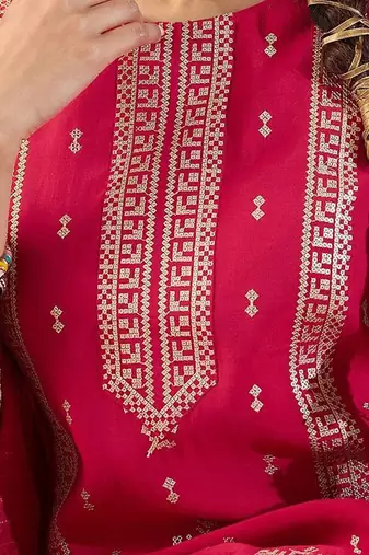Women Ethnic Motifs Embroidered Regular Sequinned Kurta with Trousers & With Dupatta
