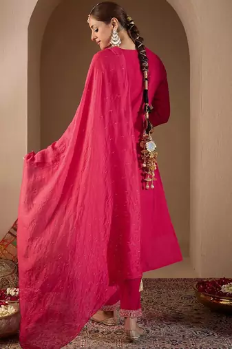 Women Ethnic Motifs Embroidered Regular Sequinned Kurta with Trousers & With Dupatta