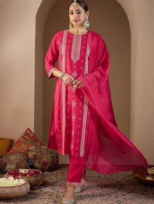 Women Ethnic Motifs Embroidered Regular Sequinned Kurta with Trousers & With Dupatta 6