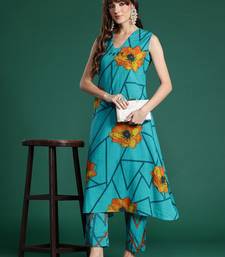 Floral Printed Pure Cotton Kurta with Trousers