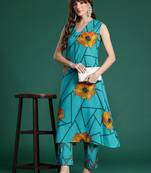 Floral Printed Pure Cotton Kurta with Trousers