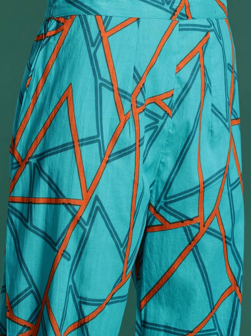 Floral Printed Pure Cotton Kurta with Trousers
