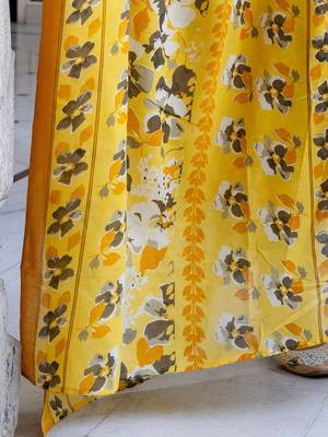 Floral Printed Mandarin Collar Pure Cotton Kurta With Trousers & Dupatta 5