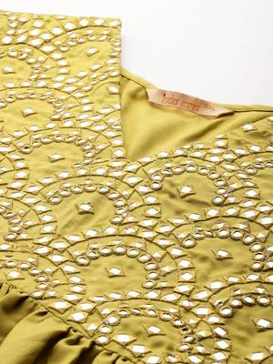Plus Size Embroidered A-Line Kurta Trousers With Dupatta Set 2