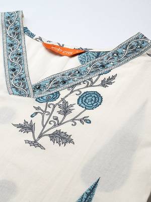 Floral Printed Regular Kurta with Trousers 2