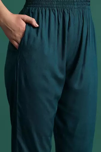 Floral Printed Mirror Work Kurta with Trousers & With Dupatta