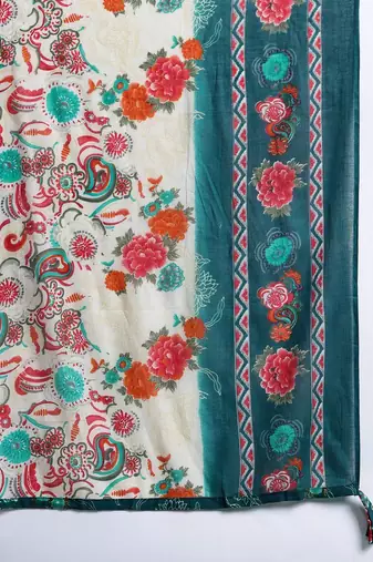 Floral Printed Mirror Work Kurta with Trousers & With Dupatta