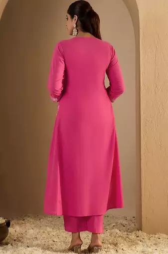 Women Floral Printed Cotton A-Line Kurta with Trousers