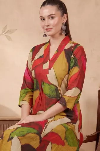 Women Printed Regular Pure Cotton Kurta with Trousers