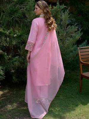 Women Ethnic Motifs Embroidered Regular Thread Work Pure Cotton Kurta with Trousers & With Dupatta 4