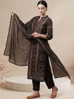 Women Ethnic Motifs Printed Regular Mirror Work Pure Cotton Kurta with Trousers & With Dupatta 1