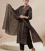 Women Ethnic Motifs Printed Regular Mirror Work Pure Cotton Kurta with Trousers & With Dupatta