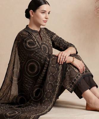 Women Ethnic Motifs Printed Regular Mirror Work Pure Cotton Kurta with Trousers & With Dupatta 2