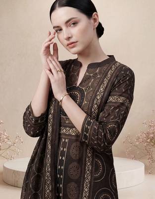 Women Ethnic Motifs Printed Regular Mirror Work Pure Cotton Kurta with Trousers & With Dupatta 3