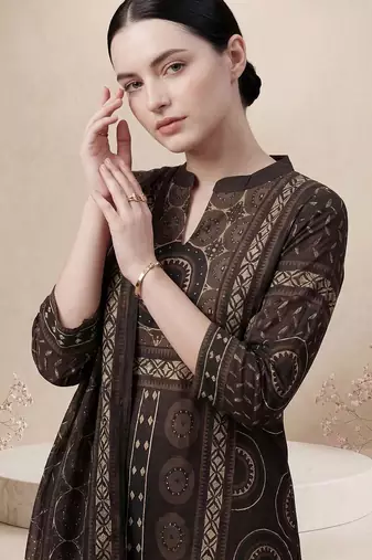 Women Ethnic Motifs Printed Regular Mirror Work Pure Cotton Kurta with Trousers & With Dupatta