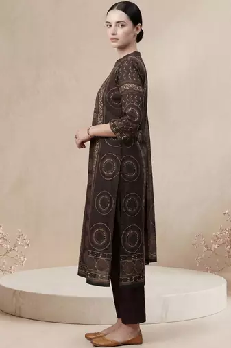 Women Ethnic Motifs Printed Regular Mirror Work Pure Cotton Kurta with Trousers & With Dupatta