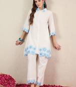 Women Floral Embroidered Regular Thread Work Pure Cotton Kurta with Palazzos