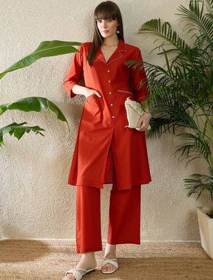 Women Regular Thread Work Pure Cotton Kurta with Palazzos 1