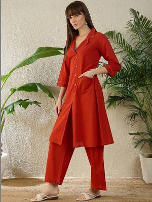 Women Regular Thread Work Pure Cotton Kurta with Palazzos 3