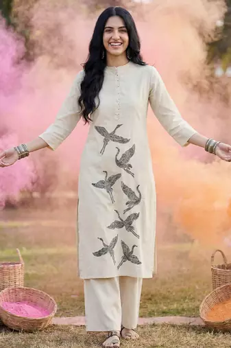 Women Ethnic Motifs Printed Regular Pure Cotton Kurta with Trousers