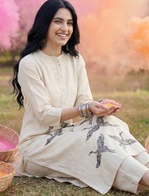 Women Ethnic Motifs Printed Regular Pure Cotton Kurta with Trousers 7