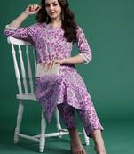 Floral Printed Pure Cotton Kurta with Trousers