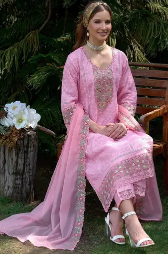 Women Ethnic Motifs Embroidered Regular Mirror Work Pure Cotton Kurta with Trousers & With Dupatta