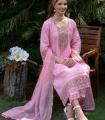 Women Ethnic Motifs Embroidered Regular Mirror Work Pure Cotton Kurta with Trousers & With Dupatta