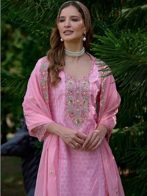 Women Ethnic Motifs Embroidered Regular Mirror Work Pure Cotton Kurta with Trousers & With Dupatta 3