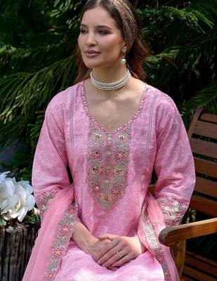 Women Ethnic Motifs Embroidered Regular Mirror Work Pure Cotton Kurta with Trousers & With Dupatta 6