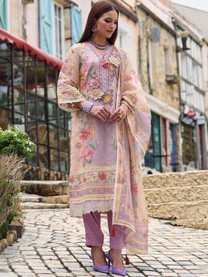 Women Floral Printed Regular Thread Work Linen Kurta with Trousers & With Dupatta 6