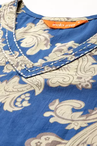 Floral Printed Pure Cotton Kurta with Trousers