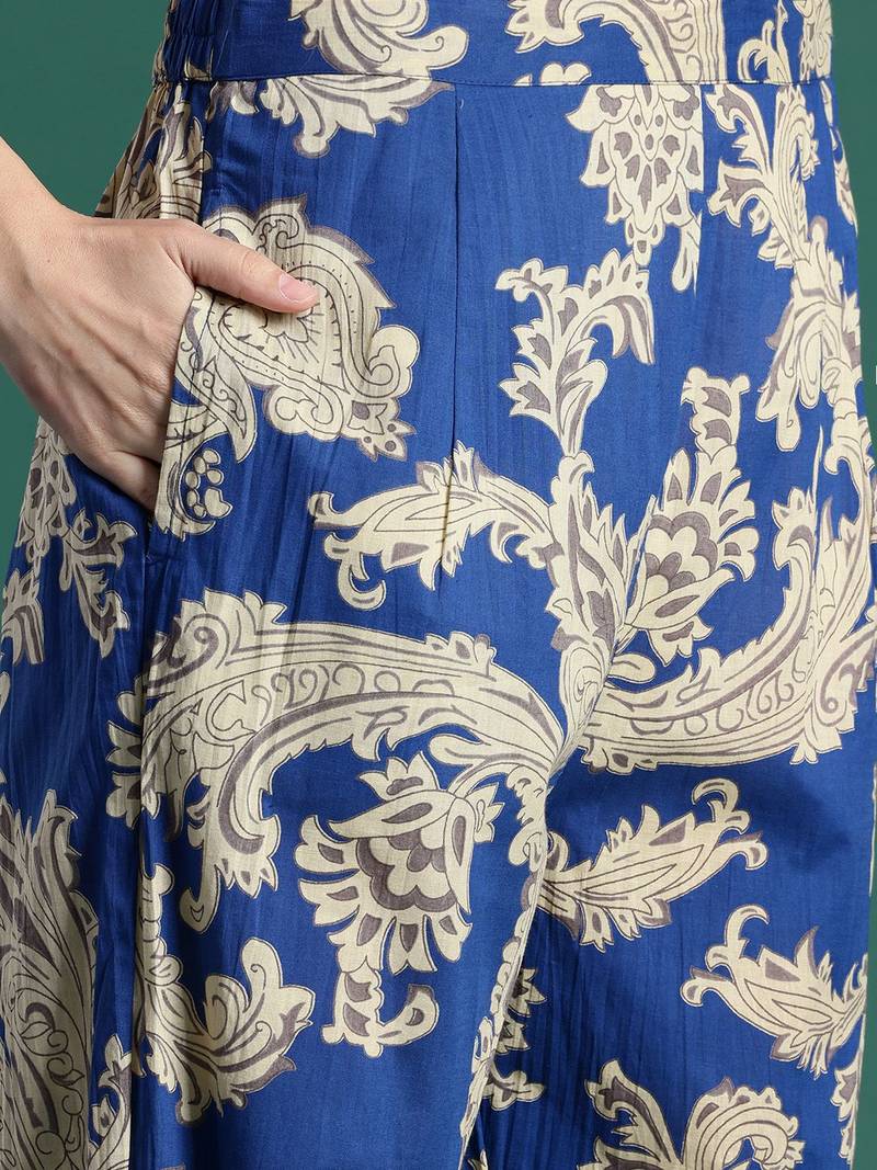 Floral Printed Pure Cotton Kurta with Trousers