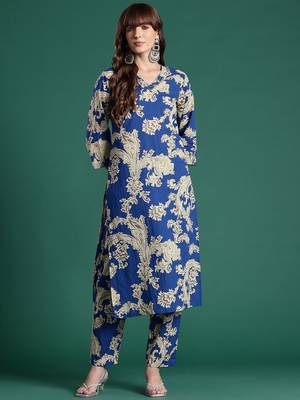 Floral Printed Pure Cotton Kurta with Trousers 4