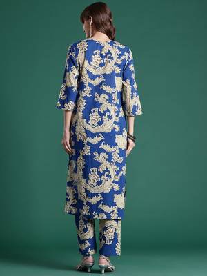 Floral Printed Pure Cotton Kurta with Trousers 6
