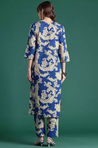 Floral Printed Pure Cotton Kurta with Trousers