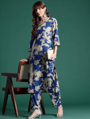Floral Printed Pure Cotton Kurta with Trousers 7