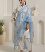 Women Floral Embroidered Regular Thread Work Pure Cotton Kurta with Trousers & With Dupatta