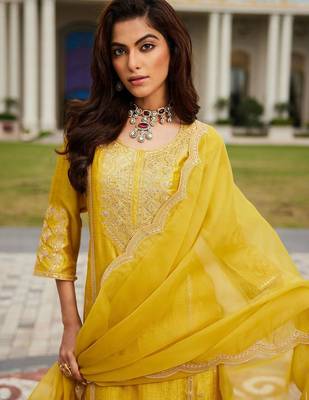 Women Ethnic Motifs Embroidered Regular Kurta with Trousers & With Dupatta 1
