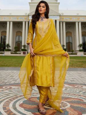 Women Ethnic Motifs Embroidered Regular Kurta with Trousers & With Dupatta 2