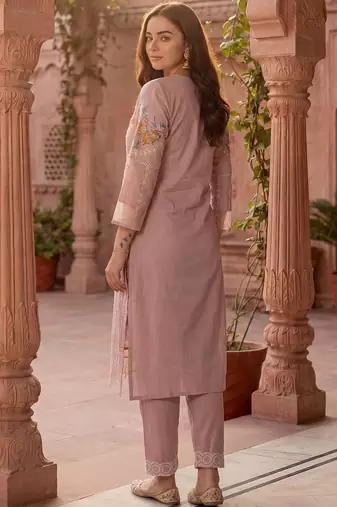 Women Floral Embroidered Regular Sequinned  Cotton Kurta with Trousers & With Dupatta