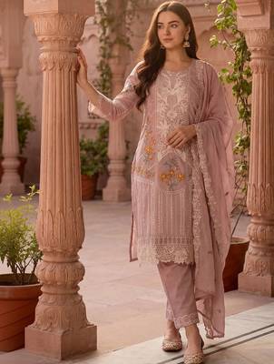 Women Floral Embroidered Regular Sequinned Pure Cotton Kurta with Trousers & With Dupatta 6