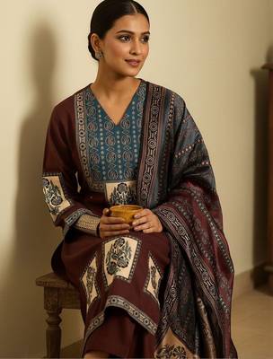 Women Ethnic Motifs Printed Regular Kurta with Trousers & With Dupatta 2