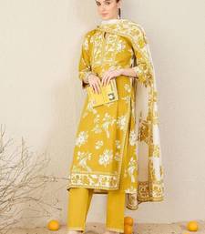 Floral Printed Straight Pure Cotton Kurta With Trousers & Dupatta